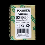 CRABTREE 50 AMP CURVE B 16kA DOUBLE POLE MCB CIRCUIT BREAKER POLESTAR 62B/50