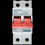 ASHLEY & ROCK 100 MAIN SWITCH DISCONNECTOR DOUBLE POLE DP100DE/2 AC-22B SUPASAFE