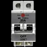 BILL 20 AMP TYPE 3 M9 DOUBLE POLE MCB CIRCUIT BREAKER 3T202