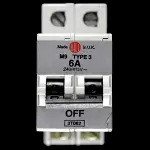 BILL 6 AMP TYPE 3 M9 DOUBLE POLE MCB CIRCUIT BREAKER 3T062