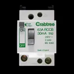 CRABTREE 63 AMP 30mA DOUBLE POLE RCCB RCD