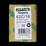 CRABTREE 16 AMP CURVE C 16kA DOUBLE POLE MCB CIRCUIT BREAKER POLESTAR 62C/16