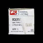 FEDERAL 20 AMP CURVE C 10kA TRIPLE POLE MCB CIRCUIT BREAKER HCA STABLOK HCA3P20
