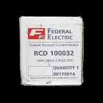 FEDERAL 100 AMP 30mA DOUBLE POLE RCCB RCD TYPE AC 11991 100032