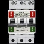 GEC LIVERPOOL 32 AMP TYPE 2 M16 TRIPLE POLE MCB CIRCUIT BREAKER VH323/162