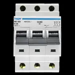 HAGER 25 AMP CURVE D 10kA TRIPLE POLE MCB CIRCUIT BREAKER ND325 464325