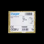 HAGER 80 AMP 100mA DOUBLE POLE RCCB RCD TYPE A CE281J 165000