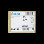 HAGER 16 AMP 10mA DOUBLE POLE RCCB RCD TYPE AC CC216B 163117