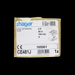 HAGER 80 AMP 100mA FOUR POLE RCCB RCD TYPE A CE481J 165001
