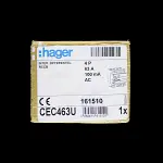 HAGER 63 AMP 100mA FOUR POLE RCCB RCD TYPE AC CEC463U 161510