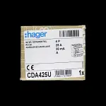 HAGER 25 AMP 30mA FOUR POLE RCCB RCD TYPE A CDA425U 161492