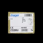 HAGER 100 AMP 30mA DOUBLE POLE RCCB TYPE A 161503 CD285U