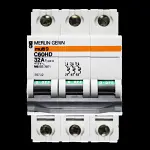 MERLIN GERIN 32 AMP TYPE 4 M6 TRIPLE POLE MCB CIRCUIT BREAKER C60HD 25732 MULTI9