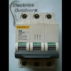 SQUARE D KQ 10 AMP CURVE C 10KA MCB TRIPLE POLE 415V 10C310 BSEN 60898