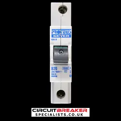 PROTEUS 20 AMP CURVE B 6kA MCB CIRCUIT BREAKER GEYER 620B BLACK CLIP