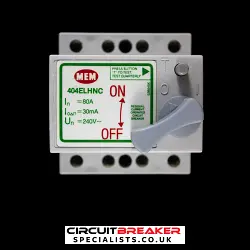 MEM 80 AMP 30mA DOUBLE POLE RCCB RCD 404ELHNC