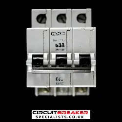 MEM 63 AMP CURVE C 6kA TRIPLE POLE MCB CIRCUIT BREAKER 633MC