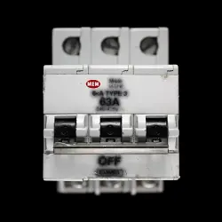 MEM 63 AMP TYPE 3 6kA TRIPLE POLE MCB CIRCUIT BREAKER 633MB3