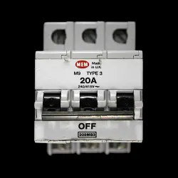 MEM 20 AMP TYPE 3 M9 TRIPLE POLE MCB CIRCUIT BREAKER 203MB3