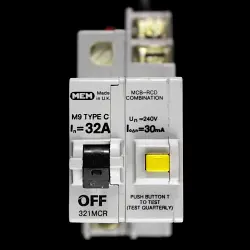 MEM 32 AMP CURVE C M9 30mA DOUBLE POLE RCBO 321MCR