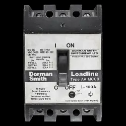 DORMAN SMITH 100 AMP 25kA TRIPLE POLE MCCB LOADLINE AA