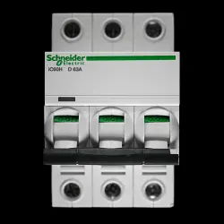 SCHNEIDER 63 AMP CURVE D 10kA TRIPLE POLE MCB CIRCUIT BREAKER A9F55363 IC60H