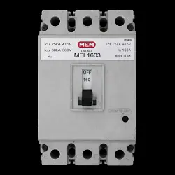 MEM 160 AMP 25kA TRIPLE POLE MCCB MFL1603 GREY