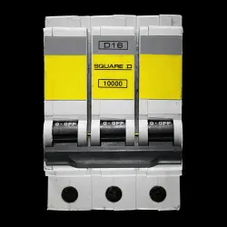 SQUARE D 16 AMP CURVE D 10kA TRIPLE POLE MCB CIRCUIT BREAKER QOE 10000