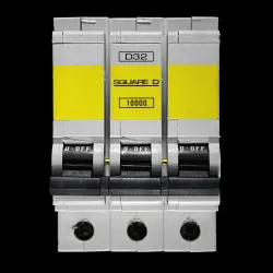 SQUARE D 32 AMP CURVE D 10kA TRIPLE POLE MCB CIRCUIT BREAKER QOE 10000