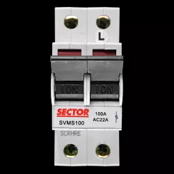 SECTOR 100 AMP DOUBLE POLE MAIN SWITCH DISCONNECTOR SVMS100 RED