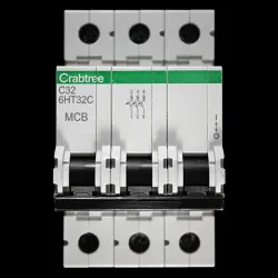 CRABTREE C 32 MCB TRIPLE POLE 10kA LOADSTAR 6HT32C
