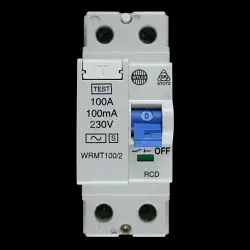 WYLEX 100 AMP 100mA DOUBLE POLE TIME DELAY RCD TYPE AC WRMT100/2 STOTZ