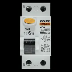 NIGLON 40 AMP 30mA DOUBLE POLE RCD TYPE AC RCD2-40/30