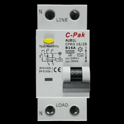 C-PAK 16 AMP CURVE B 6kA 30mA DOUBLE POLE RCBO AUB1L CPRO 16/2B