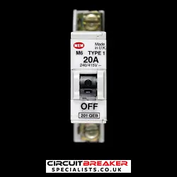 MEM 20 AMP TYPE 1 M6 MCB CIRCUIT BREAKER 201QEB