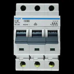 HAGER 40 AMP CURVE C 10kA TRIPLE POLE MCB CIRCUIT BREAKER NC340 463340