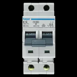 HAGER 16 AMP CURVE B 10kA DOUBLE POLE MCB CIRCUIT BREAKER NB216 462216