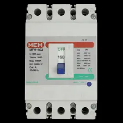 MEM 160 AMP 45kA TRIPLE POLE MCCB MFH1603
