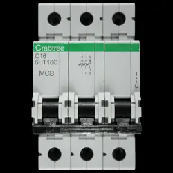 CRABTREE 16 AMP CURVE C 10kA TRIPLE POLE MCB CIRCUIT BREAKER 6HT16C LOADSTAR