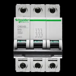 SCHNEIDER 63 AMP CURVE B 10kA TRIPLE POLE MCB CIRCUIT BREAKER C60HB 25876