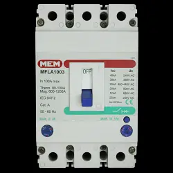 MEM 100 AMP 25kA TRIPLE POLE MCCB MFLA1003
