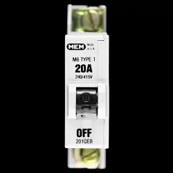 MEM 20 AMP TYPE 1 M6 MCB CIRCUIT BREAKER 201QEB 201 QEB