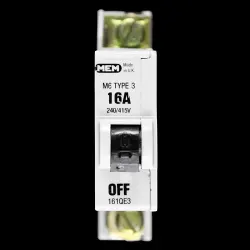 MEM 16 AMP TYPE 3 M6 MCB CIRCUIT BREAKER 161QE3