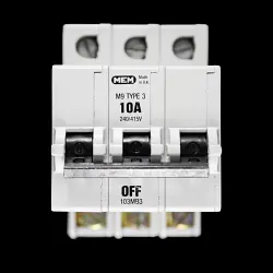 MEM 10 AMP TYPE 3 M9 TRIPLE POLE MCB CIRCUIT BREAKER 103 MB3 GREY