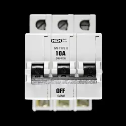 MEM 10 AMP CURVE B M9 TRIPLE POLE MCB CIRCUIT BREAKER 103MB GREY