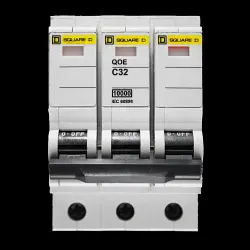 SQUARE D 32 AMP CURVE C 10kA TRIPLE POLE MCB CIRCUIT BREAKER QOE QO332EC10