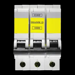 SQUARE D 32 AMP CURVE D 10kA TRIPLE POLE MCB CIRCUIT BREAKER QOE QO332ED10