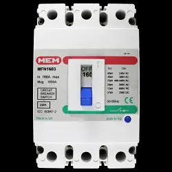 MEM 160 AMP 25kA TRIPLE POLE MCCB MFN1603