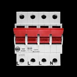 WYLEX 100 AMP FOUR POLE MAIN SWITCH DISCONNECTOR REC4-4517 AC22A