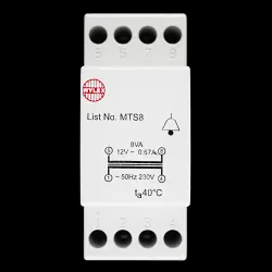 WYLEX 12V 0.67A 8VA DOOR BELL TRANSFORMER DIN RAIL 230V MTS8